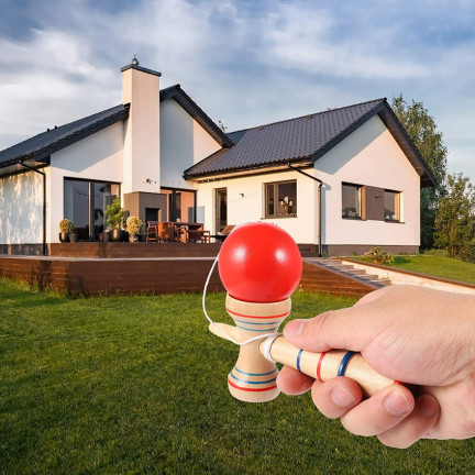 TG67313 KENDAMA DŘEVĚNÁ KLASICKÁ JAPONSKÁ ARKÁDOVÁ HRA NA CHYTÁNÍ MÍČKŮ