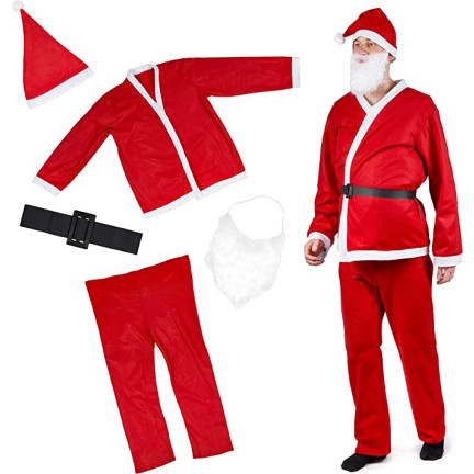 CC53 Weihnachtsmannkostüm komplett 5-teiliges Set Starburst für Weihnachtsmann