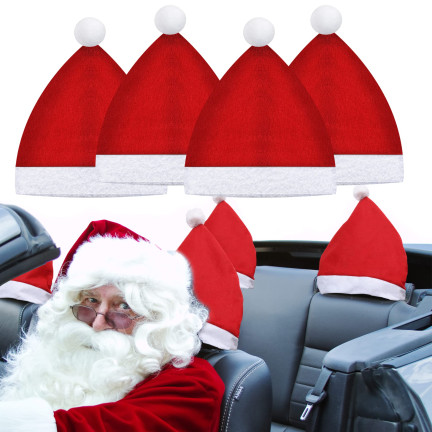 Auto-kopfstütze deckt weihnachtsmann hut 4pcs set