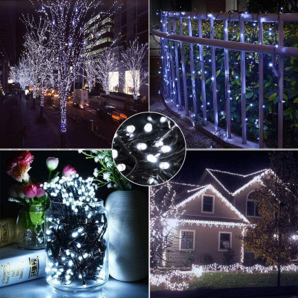 TG63193-1 SOLAR vánoční osvětlení stromu 500 LED 52m GIRLANDS COLD WHITE 8 FUNCTIONS