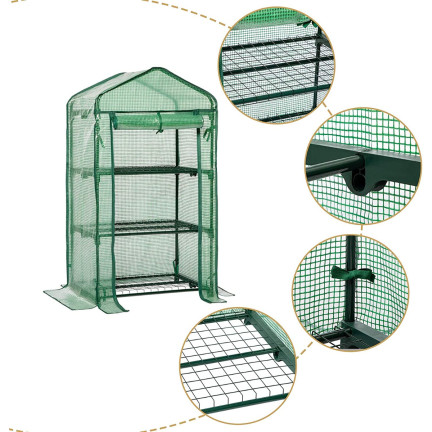 TUN5245 MINI-GEWÄCHSHAUS FOLIENREGAL 3 FÄCHER XL