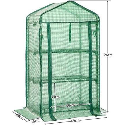 TUN5245 MINI-GEWÄCHSHAUS FOLIENREGAL 3 FÄCHER XL