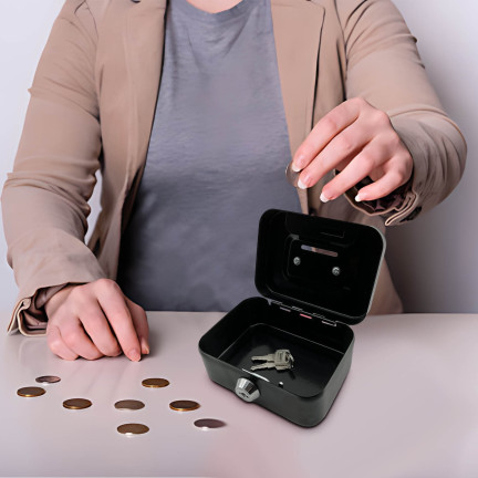 FT16 metal cash box, safe, piggy bank, keys