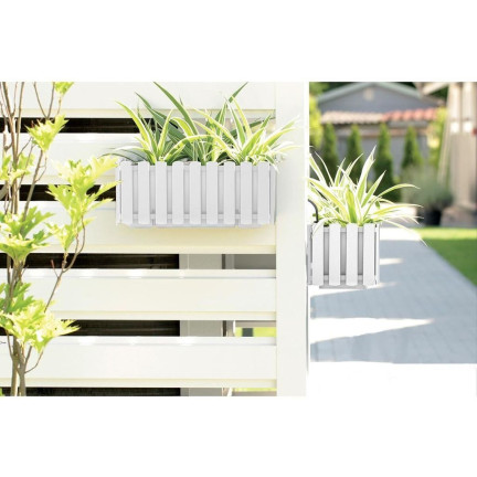 DDEF400W-S449 balcony planter, planter for balconies, railings, and patios, white