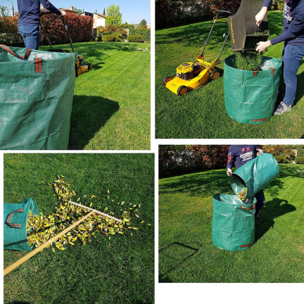 TM-00315 GARTENSACK 120L LAUBABFALLBEHÄLTER GROSS MIT OHREN MULTIFUNKTIONAL