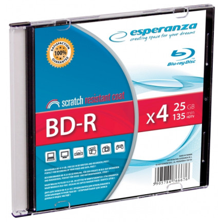BDR0016 BD-R ESPERANZA 25GB X4 - SLIM CASE 1 KS.