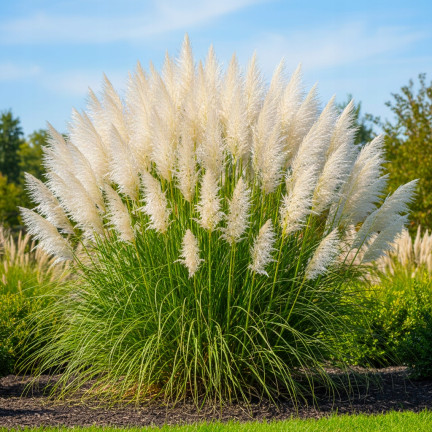 R2249 Pampas grass, feathery inflorescences, the most striking variety: Cortaderia selloana