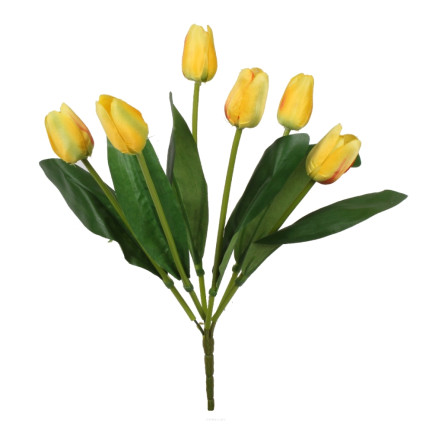07750-3 TULIPAN BUNCH 6 Stück gelbe Kunstblumen