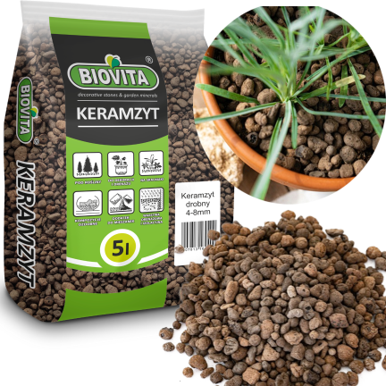 BIO13 JEMNÝ KERAMZIT 5L 4-8MM ZAHRADNICKÝ PŘÍRODNÍ DRENÁŽNÍ MATERIÁL PRO KVĚTINÁČE
