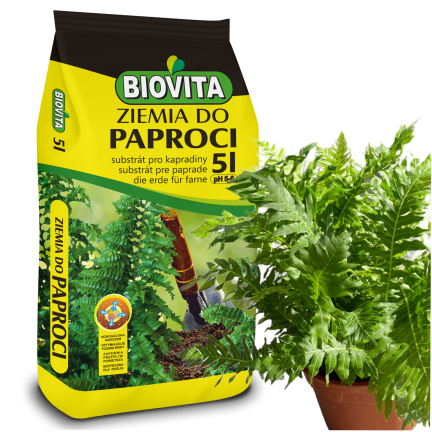 Zemina pro kapradiny, rostlinný substrát obohacený hnojivem, optimální složení, dobré proudění vzduchu, Biovita 5l