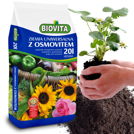 Univerzální zemina s Osmovitem, substrát pro výsadbu a přesazování okrasných rostlin, Biovita 20l
