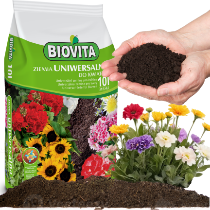 BIO6 UNIVERZÁLNÍ ZEMINA 10L PRO ZELENÉ ROSTLINY KVĚTINY BIOVITA