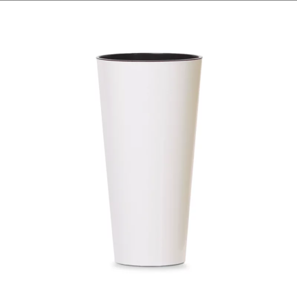 DTUS250S-S449 Tall White Glossy Planter with Insert for Balcony – Tubus Slim Shine Planter