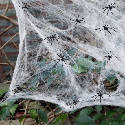 HL17 UMĚLÁ PAVUČINA 4 PAVOUCI HALLOWEENSKÁ DEKORACE