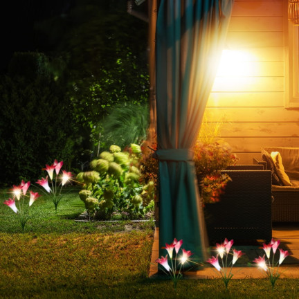 TG77663 SOLAR BLUMEN FÜR GARTEN BALKON LILIE PUSH IN DÄMMERUNG SENSOR