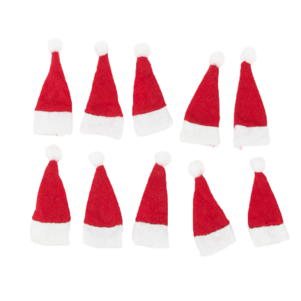 C47418 WEIHNACHTSMANNMÜTZE 10 STÜCK FLASCHENBESTECKDECKEL