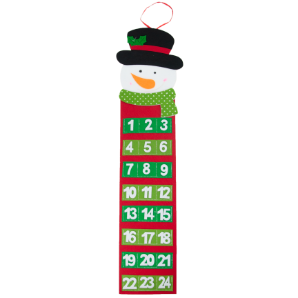 C51001 ADVENTNÍ KALENDÁŘ VÁNOČNÍ ZÁZRAKY SNĚHULÁK PLSTĚNÝ ZÁVĚSNÝ PRÁZDNÝ