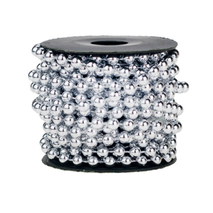 TG63190-1 WEIHNACHTSBAUMKETTE SILBER SCHILFPERLEN GIRLANDE SPULE 5M