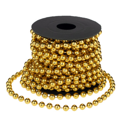 TG63190-2 WEIHNACHTSBAUMKETTE GOLDENE SCHILFPERLEN PERLENGIRLANDE SPULE 5M