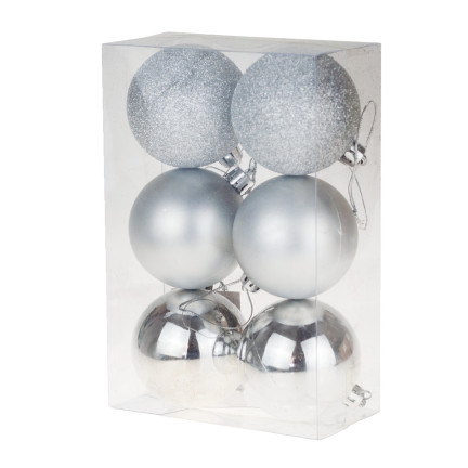 TG63172-1 SILVER BOMBES CHOINK SET 6cm 6PERSONEN NON-BREAKING CHOIN BOMBES