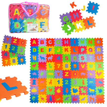 TG71198 PÄDAGOGISCHE SCHAUMSTOFFMATTE EVA ETUI BUCHSTABEN ZAHLEN TIERE