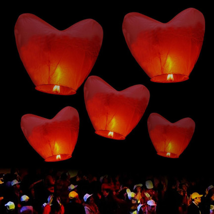 DD19 HAPPY HAPPY LAMPIONS FLYING HEART Hochzeitsfeier