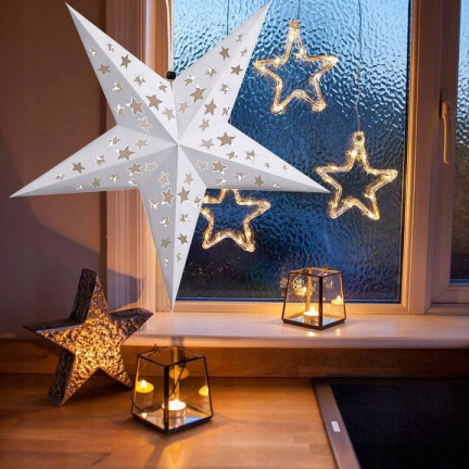 TG59707-1 GROSSER STERN FALTBAR WEIHNACHTEN GLASMALEREI PAPIER WEIHNACHTSSTERN