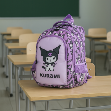 KUR1 PLECAK TORNISTER SZKOLNY KUROMI SANRIO FIOLET ORYGINALNY LICENCJA ST.MAJEWSKI 22L 4 KOMORY