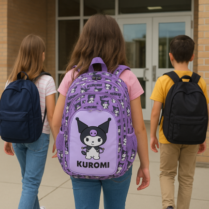 KUR1 PLECAK TORNISTER SZKOLNY KUROMI SANRIO FIOLET ORYGINALNY LICENCJA ST.MAJEWSKI 22L 4 KOMORY