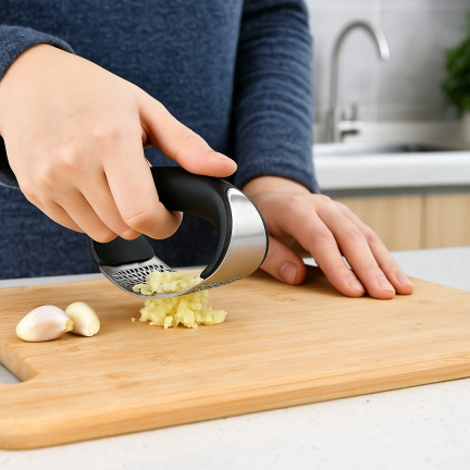 Knoblauchpresse, Quetsche, Zerhacker, Stahl, klassisch