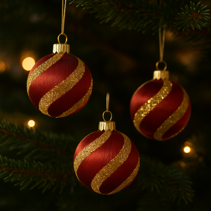 TG78532-3 POLYSTYRENOVÉ OZDOBY ČERVENÉ BORDÓ S TŘPYTKAMI 3KS