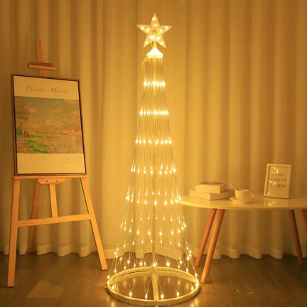 Led kuželový vánoční stromek s hvězdou, ozdoby, vánoční osvětlení, 320led, 1,8m