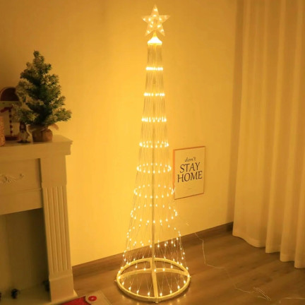 Led kuželový vánoční stromek s hvězdou, ozdoby, vánoční osvětlení, 320led, 1,8m