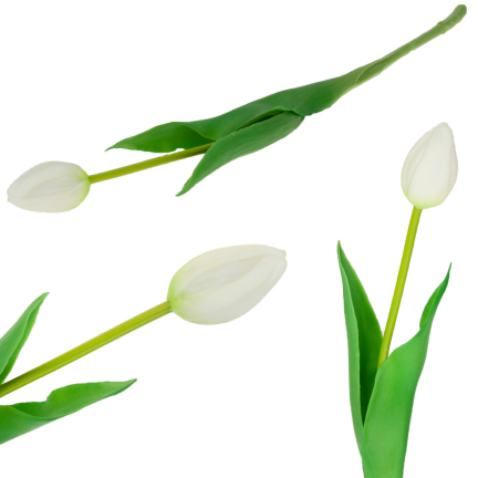 CV07588-1 Single white rubber tulip, lifelike