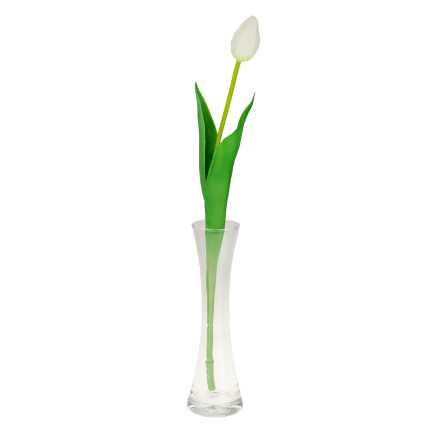 CV07588-1 Single white rubber tulip, lifelike
