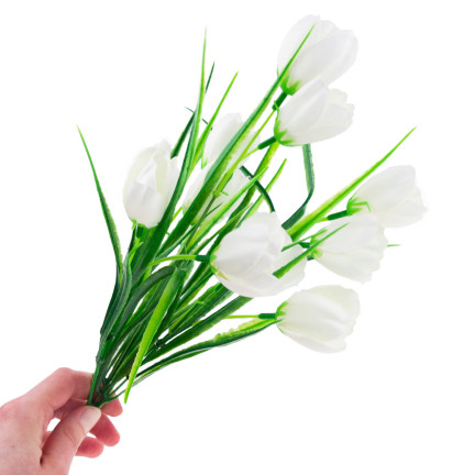 CV07855-1 SVAZEK TULIPÁNŮ BÍLÉ UMĚLÉ KVĚTINY VE SVAZKU TULIPÁNŮ DEKORACE