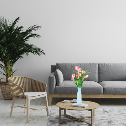 CV07855-2 STRAUSS TULPEN 9 KÖPFE MIT GRAS ROSA