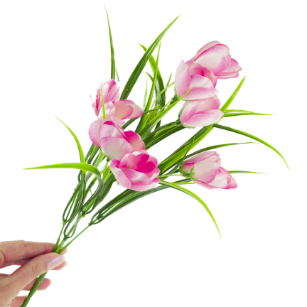 CV07855-2 STRAUSS TULPEN 9 KÖPFE MIT GRAS ROSA