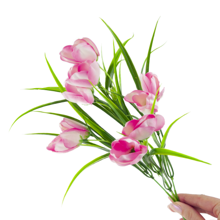 CV07855-2 STRAUSS TULPEN 9 KÖPFE MIT GRAS ROSA