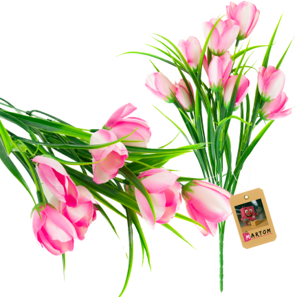 CV07855-2 STRAUSS TULPEN 9 KÖPFE MIT GRAS ROSA