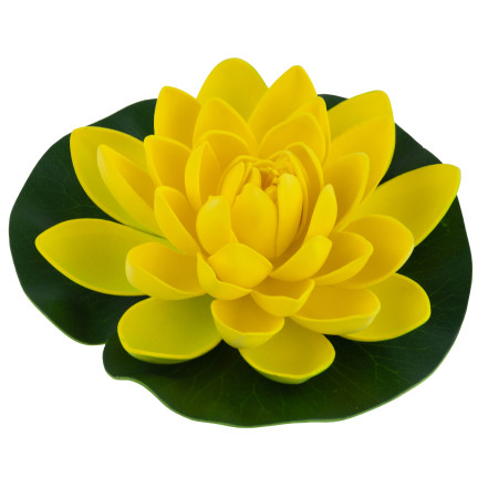 Water lily, floating artificial flower, lotus flower, for a pond, foam, yellow