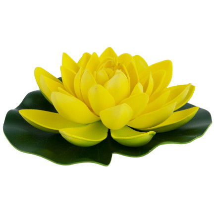Water lily, floating artificial flower, lotus flower, for a pond, foam, yellow