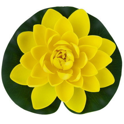 Water lily, floating artificial flower, lotus flower, for a pond, foam, yellow