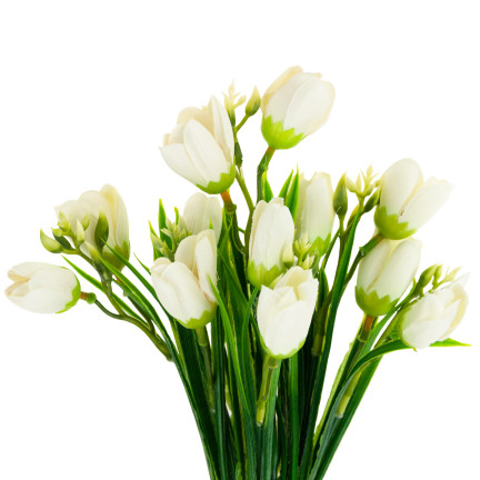 CV13987-1 KROKUSSTRAUSS KROKUSSE IM GRAS WEISS KÜNSTLICHE FRÜHLINGSBLUMEN