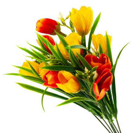 CV13987-3 Strauß Krokusse CROCUS CROCUUS BOUQUET IN GRAS KÜNSTLICHE BLUMEN