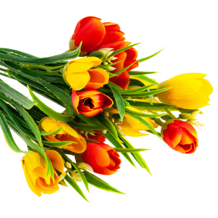 CV13987-3 Strauß Krokusse CROCUS CROCUUS BOUQUET IN GRAS KÜNSTLICHE BLUMEN