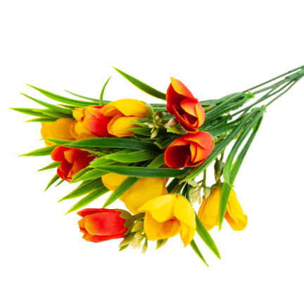 CV13987-3 Strauß Krokusse CROCUS CROCUUS BOUQUET IN GRAS KÜNSTLICHE BLUMEN