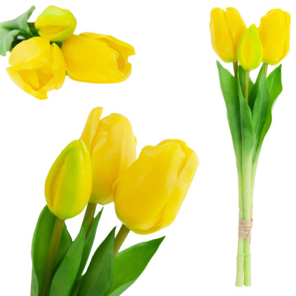 CV17690-3 LUX BAREVNÝ SILIKONOVÝ TULIPÁN SVAZKY 3ST LUX ŽLUTÉ TULIPÁNY JAKO ŽIVÉ