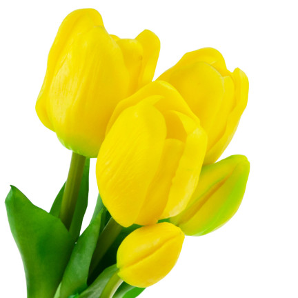 CV17692-3 TULPEN STRAUSS GUMMIERT GUMMI WIE LEBEN REALISTISCH GELB