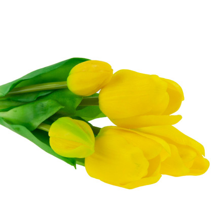 CV17692-3 TULPEN STRAUSS GUMMIERT GUMMI WIE LEBEN REALISTISCH GELB